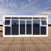 Maison conteneur mur en verre 20ft 40ft, boîte modulaire en verre avec mur rideau en verre pour bureau, café, salle d'exposition ou villa