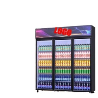 Réfrigérateur vertical commercial pour boissons, à triple porte vitrée, refroidi par air et compresseur, pour salons de thé