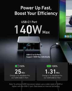 สถานีชาร์จ Anker Prime 250W GaN C, ชาร์จเร็วพิเศษ 6 พอร์ต, หน้าจอ LCD ขนาด 2.26 นิ้ว และปุ่มควบคุมอัจฉริยะ A2345 250W Prime - Product Image 4