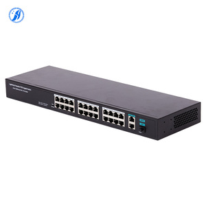 Huayu 24-Port PoE thông minh Power <span class=keywords><strong>Ethernet</strong></span> chuyển đổi với QoS 1 Uplink <span class=keywords><strong>Gigabit</strong></span> và 2 10/100/1000M quang cổng - Product Image 2