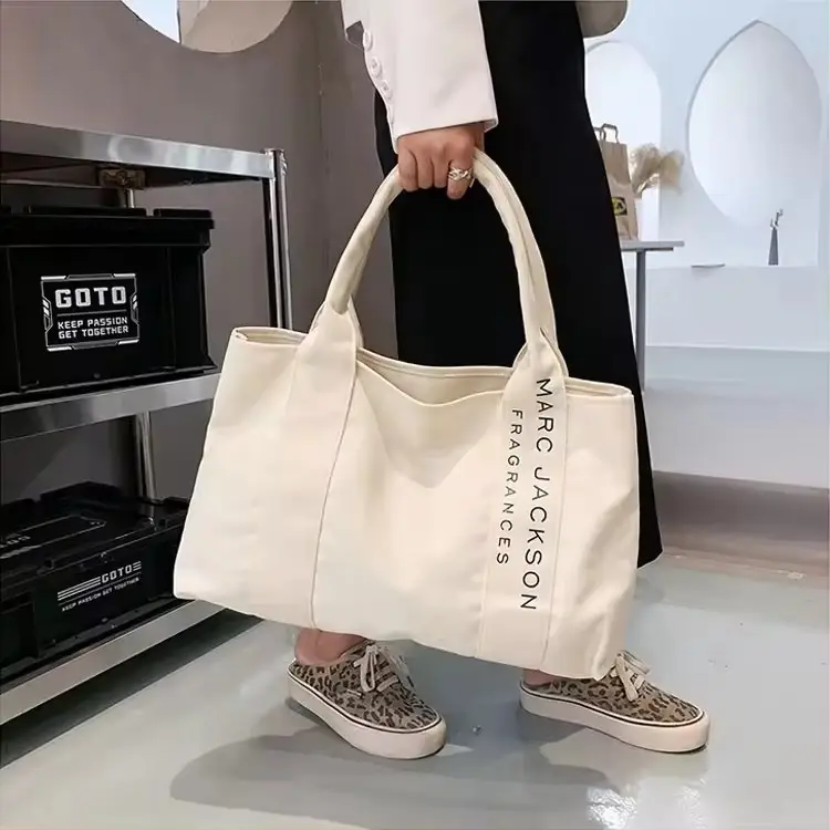 Eco-friendly Custom Blank Diy Vest Simple One Shoulder Sail Shopping Recycled Canvas Cotton Tote Bag With Canvas Handles