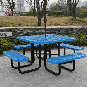 होटल के लिए 46 इंच 4 फीट 6 फीट 8 वर्ग टेबल सेट, रेस्तरां लोहे के आउटडोर गार्डन टेबल के लिए - Product Image 5