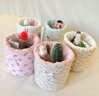 Sac de rangement pour cosmétiques, panier organisateur de maquillage, imprimé floral, conteneur de maquillage en coton