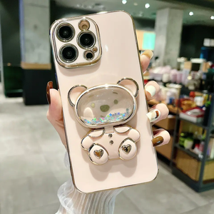 Funda Protectora para Teléfono con Soporte Plegable de Oso de Arena Movediza Galvanizada, Novedad de 2025, para iPhone 14 Pro Max - Product Image 5