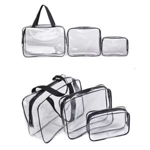 Sac de toilette transparent imperméable et portable, ensemble trois-en-un de voyage, sac de maquillage tendance, fabriqué par une usine certifiée BSCI - Product Image 1