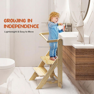 مقعد مطبخ مونتيسوري قابل للطي مقعد مساعد مطبخ قابل للطي للتعلم برج خشبي مقاعد للأطفال - Product Image 5