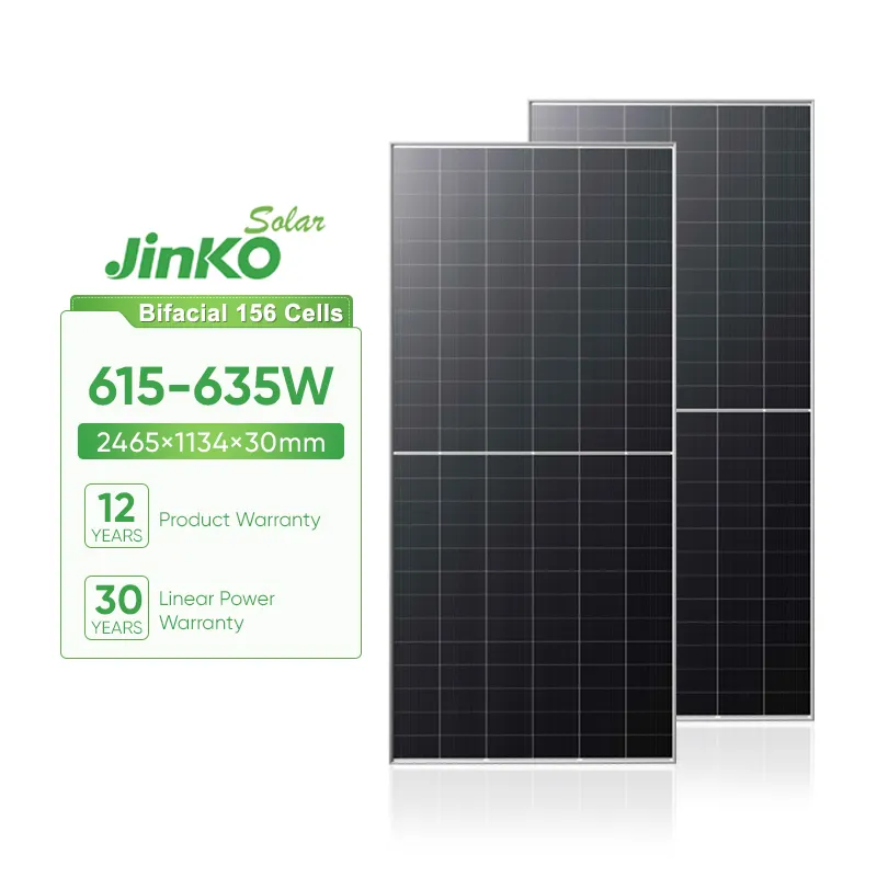 Jinko panneau solaire bifacial demi-cellule 610w 620w 630w jinko tiger neo n-type panneau solaire de marque à haute efficacité de niveau 1 635 watts