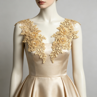 Applique de col brodée florale 3D multi-luxe, écologique, en dentelle, avec strass et perles, pour robe de mariée et robe de soirée