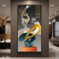Peintures sur toile en porcelaine de cristal de luxe moderne, art mural abstrait géométrique et art encadré