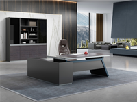 Bureau de direction moderne convertible avec armoire de rangement, mobilier de patron, design élégant pour le travail