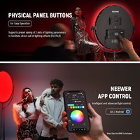 NEEWER GR18C Panneau LED rond RGB de 18 pouces, éclairage vidéo 65W, éclairage de studio pour la prise de vue en extérieur, l'enregistrement et la diffusion en direct