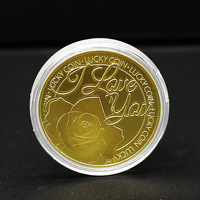 Pièces de monnaie en métal souvenir en or et argent, motif roses pour couple, 'Aimé-aimée pour toujours', pièce porte-bonheur de mariage, avec boîte en acrylique, vente en gros