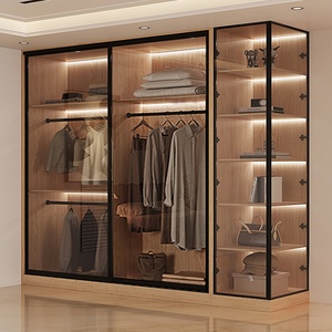 Armoire à <span class=keywords><strong>porte</strong></span> <span class=keywords><strong>coulissante</strong></span> en bois massif personnalisable combinaison de vestiaire en forme de L pour bureau à domicile - Product Image 4