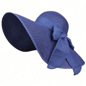 Chapeaux de paille roses unisexes surdimensionnés à large bord, pliables, pour l'été, la plage, les voyages, style décontracté, vente en gros - Product Image 6