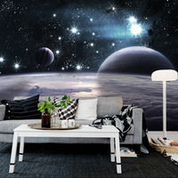 Papier peint de ciel étoilé 3D thème de l'espace de rêve planète décoration murale de plafond pour chambre d'enfants toile de fond de luxe tissu mural