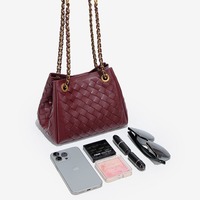 Sac à bandoulière en PU pour femme, style décontracté, forme cabas, motif géométrique, fermeture magnétique et chaîne décorative