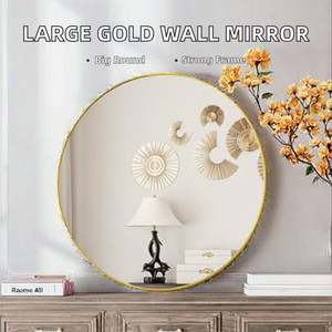 Modern <b>Large</b> Gold Decorative Wall Mirror Metal Deep <b>Frame</b> Round Durable Bathroom Living Room Hotel Project Wholesale Custom - Product Image 2