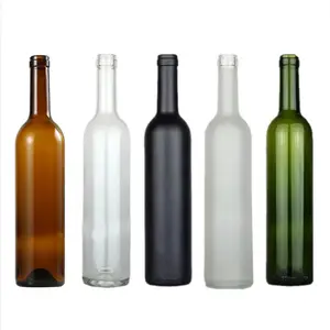 定制透明酒瓶750毫升700毫升500毫升10000毫升空琥珀色酒瓶绿色磨砂勃艮第玻璃酒瓶
