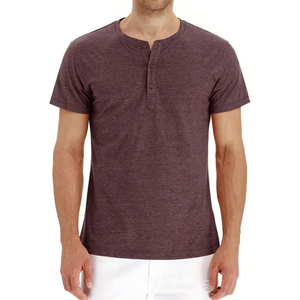 Summer T-<b>Shirt</b> European and American <b>Men</b> Short-Sleeve Tee <b>Henley</b> <b>Shirt</b> with Buttons - Product Image 1