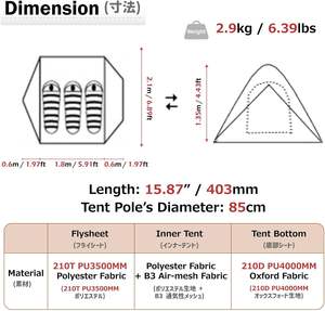 Carpa de Camping y Senderismo Personalizable, Impermeable, de Doble Capa, de Poliéster, Ligera, Ultraligera, a Prueba de Insectos, para las Cuatro Estaciones - Product Image 2