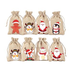 Christmas Eco Friendly Camel Color Burlap Jute Gift <b>Bags</b> with Drawstring Customizable Shopping <b>Bag</b> Small Size for Parties - Product Image 4