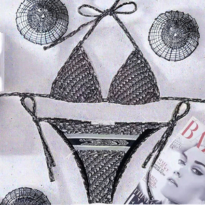 Conjunto de Bikini de Marca de Diseño de Lujo, Traje de Baño de Dos Piezas con Estampado de Letras y Diseño Sexy para la Playa - Product Image 3
