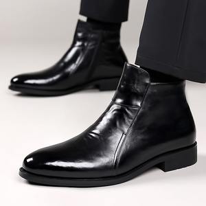 Bottes Chelsea pour homme en cuir faites à la main pour l'hiver, chaussures en cuir à la cheville, chaussures en cuir formelles pour affaires, chaussures pour homme - Product Image 2
