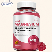 Gummies véganes à marque privée, formule 14-en-1, complexe Ashwagandha et Magnésium, pour le soulagement du stress et la relaxation chez l'adulte
