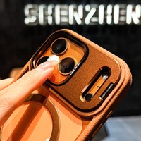 Étui de protection d'objectif en métal de luxe avec support pour iPhone 17 Air 17 16 15 14 Plus 18 13 12 11 Pro Max, compatible avec la recharge magnétique sans fil