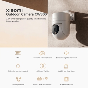 <span class=keywords><strong>Xiaomi</strong></span> กล้องรักษาความปลอดภัยสำหรับภายนอก CW300 4MP, กล้อง <span class=keywords><strong>IP</strong></span> เว็บแคมภาพกลางคืนสีเต็มรูปแบบกันน้ำ IP66เก็บข้อมูลบนระบบคลาวด์ไร้สาย Wi-Fi - Product Image 2