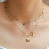 Collier ras du cou de luxe pour femme, pendentif coquillage doré, étoile de mer, strass et zircon