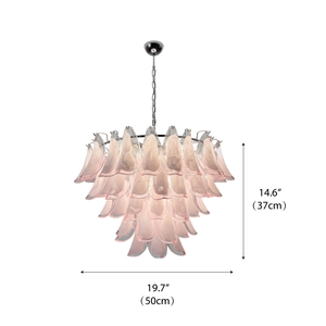 Lustre italien en verre de Murano, style mi-siècle, soufflé à la main, pétales de verre rose, chrome, décoration de style statement, lustre Emily Petal - Product Image 5