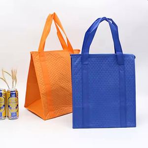 Sac isotherme non tissé en gros pour le déjeuner, sac à main thermique isolé en non-tissé écologique avec fermeture éclair et logo personnalisé - Product Image 3