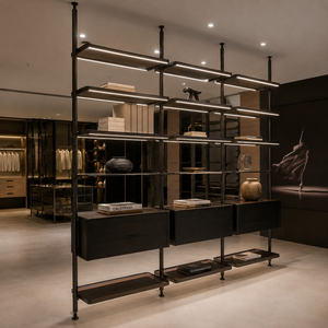 Estantes Metálicos <span class=keywords><strong>con</strong></span> Luz <span class=keywords><strong>LED</strong></span>, Estante de Exhibición Modular Personalizado para Sala de Estar y Dormitorio - Product Image 1