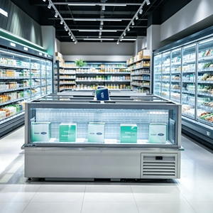 Congélateur coffre horizontal combiné pour supermarché commercial, type îlot, avec grande vitrine, pour aliments surgelés - Product Image 3