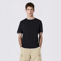 T-shirt Homme Slim Fit Style Old Money en Maille Coton-Lin Effet Deux Pièces Col Rond Manches Courtes Luxe Léger et Minimaliste