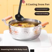 Marmite à double fond Yukihira en acier inoxydable japonais, pot à soupe, couvercle en verre, compatible gaz et induction, portable, multifonctionnel