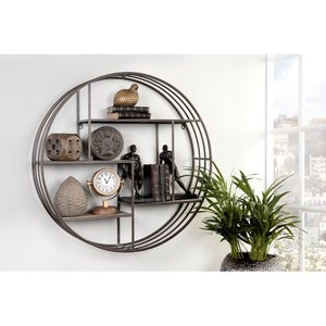 Tavolo da disegno a casa decorazione della parete della stanza di legno rotondo e da parete in metallo montato mensola di immagazzinaggio - Product Image 6