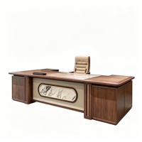 LBZ-315X Nouveau bureau de direction en bois noir et or, style chinois, luxe léger, moderne et minimaliste, structure à tenons et mortaises, avec rangement