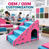Escaliers pour animaux de compagnie en feutre 2-en-1 personnalisés avec tunnel pour chat, marches intérieures pour chats et petits chiens, vente en gros OEM ODM