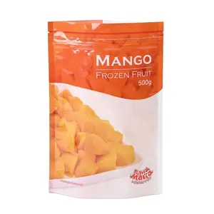 Customized Printed Logo Frozen Food Mango Fruits Stand Up Zipper Plastic Packaging Pouch