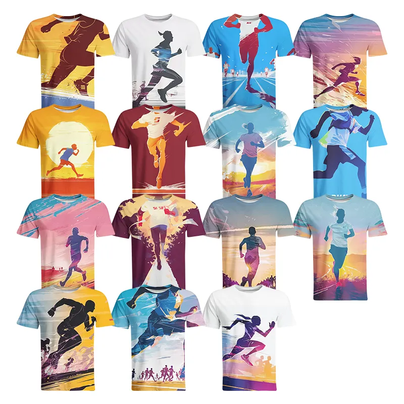 सब्लिमेशन मैराथन टी-शर्ट विज्ञापन चुनाव अभियान टी शर्ट के लिए सादा त्वरित सूखी पॉलिएस्टर शर्ट