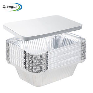 ถาดฟอยล์อะลู<span class=keywords><strong>มิ</strong></span><span class=keywords><strong>เนียม</strong></span>ขนาดเล็ก 1 ปอนด์ พร้อมฝาปิด ภาชนะใส่อาหารแบบใช้แล้วทิ้ง สำหรับอาหารนำกลับบ้าน ทนความร้อนและแช่แข็งได้ - Product Image 1