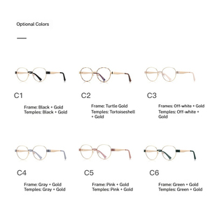 Retro Vòng Kim Loại Khung Quang Học Vàng Đen Trọng Lượng Nhẹ Kính Mắt Cho Phụ Nữ Người Đàn Ông Với Thoải Mái Miếng Đệm Mũi Nhà Máy OEM - Product Image 5