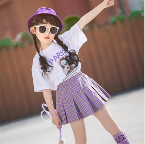 Ensembles de vêtements pour enfants WHS07 pour filles, vêtements de sport, style marine, rayé + jupes, ensembles de sport pour filles, survêtements pour adolescentes - Product Image 1