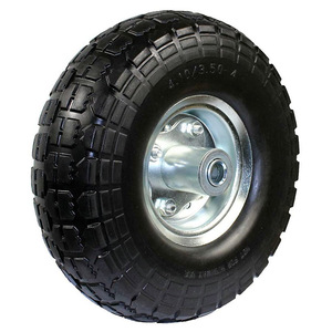 10-Inch 3.50-4 Pu Foam Solid Tire <b>For</b> Garden <b>Tool</b> <b>Carts</b> Cast Iron Wheel With Bolt Inserting Type - Product Image 1