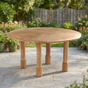 <b>Round</b> Solid Teak Wood Outdoor Dining <b>Table</b> Contemporary Design Durable Patio Furniture - Product Image 4