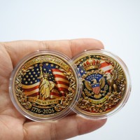 Pièces commémoratives du 250e anniversaire des États-Unis, commande en gros, pièces en or 3D Statue de la Liberté et Aigle pour cadeaux d'affaires et revente