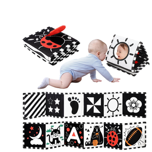 Nuevo Juguete Educativo para Bebés, Libro de Tela en Zigzag Blanco <span class=keywords><strong>y</strong></span> Negro, Personalizado para el Tiempo de Boca Abajo - Product Image 1