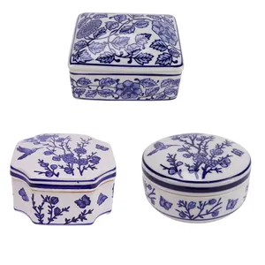 RXCE-64541-64670-64854 blue and white ceramic ornament small box jewel case